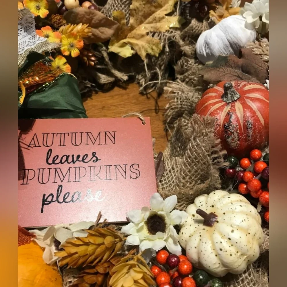 Fall Wreath Blessings Harvest Fall Autumn Leaves Pumpkin Custom FINAL SALE